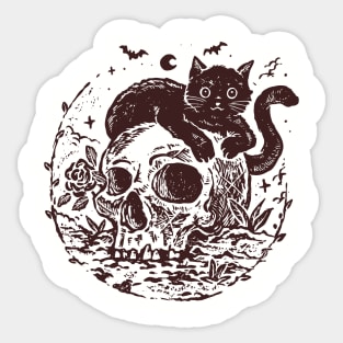 Purrfectly Skull Spooky Sticker